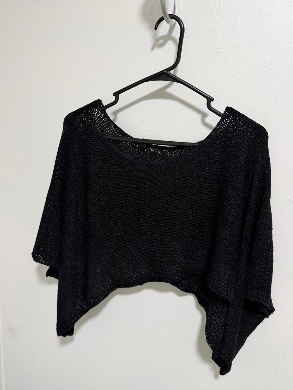 Windsor Black Off-the-Shoulder Cropped Knit Sweater